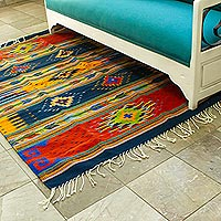 Zapotec wool area rug, 'Fiesta Universe' (5x6.5)