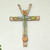 Steel cross, 'World's Rebirth' - Steel Decorative Cross with Painted Growing Plant (image 2) thumbail