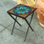 Glass mosaic folding table, 'Luminous Mandala' - Mandala Inspired Cut Glass Mosaic Folding Table from Mexico thumbail