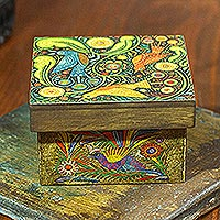 Dekorative Decoupage-Box „Otomi Birds“ – Holzbox mit Otomi-inspiriertem Vogel-Decoupage aus Mexiko