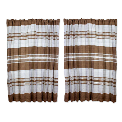 Cotton curtains, Coffee and Milk (pair)