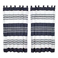 Cotton curtains, 'Blue Ice' (pair) - Blue and White Handwoven Cotton Curtains from Oaxaca (Pair)