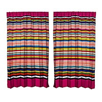 Cotton curtains, 'Fuchsia View' (pair) - Multi-Colored 100% Cotton Curtains from Oaxaca (Pair)