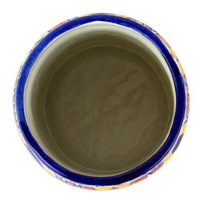 Utensilienhalter aus Keramik - Handbemalter Silberbesteckbehälter aus Keramik aus Mexiko