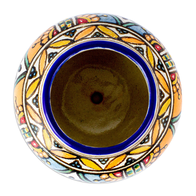 Maceta de cerámica - Maceta única inspirada en Talavera de Puebla México