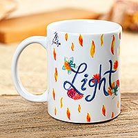 Ceramic mug, 'To the Light' - Artwork Printed Ceramic Coffee Cup with Catrina Image
