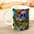 Ceramic mug, 'Death to Life' - Printed Painting Ceramic Coffee Cup with Blue Skull Image thumbail