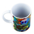 Ceramic mug, 'Death to Life' - Printed Painting Ceramic Coffee Cup with Blue Skull Image (image 2c) thumbail