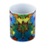Ceramic mug, 'Death to Life' - Printed Painting Ceramic Coffee Cup with Blue Skull Image (image 2d) thumbail