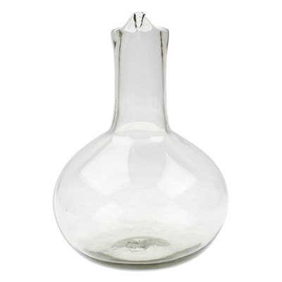 Handblown recycled glass decanter, 'Exquisite Shape' - Handblown Recycled Glass Wine Decanter from Mexico
