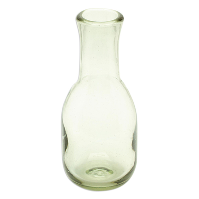 Handblown carafe and glass, 'Cheers' (2 pieces) - 2-Piece Set of Recycled Glass Handblown Carafe and Glass
