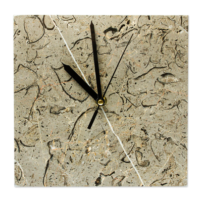 Marble tabletop clock, 'Contempo Splendor' - Grey-Brown Marble Modern Tabletop Clock from Mexico