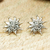 Sterling silver button earrings, 'Aztec Medusa' - Sterling Silver Button Earrings with Sun and Medusa Motifs