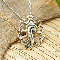 Sterling silver pendant necklace, 'Aztec Snail' - Sterling Silver Necklace with Pendant Based on Snail Symbol