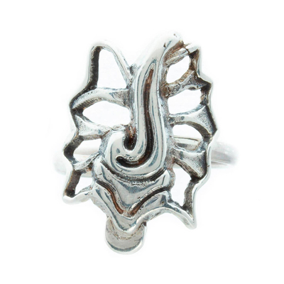 Sterling Silver Cocktail Ring with Aztec Snail Symbol