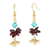 Garnet dangle earrings, 'Pomegranate Bees' - Bee-Themed 14K Gold Plated Dangle Earrings with Garnets (image 2a) thumbail