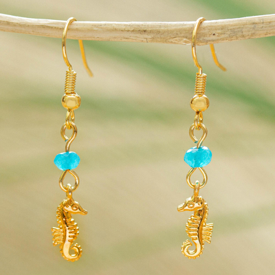 Agate dangle earrings, Baby Seahorse