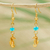 Agate dangle earrings, 'Baby Seahorse' - 14K Gold Plated Seahorse Earrings with Agate Beads thumbail