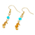 Agate dangle earrings, 'Baby Seahorse' - 14K Gold Plated Seahorse Earrings with Agate Beads