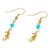 Agate dangle earrings, 'Baby Seahorse' - 14K Gold Plated Seahorse Earrings with Agate Beads (image 2c) thumbail