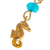 Agate dangle earrings, 'Baby Seahorse' - 14K Gold Plated Seahorse Earrings with Agate Beads (image 2d) thumbail