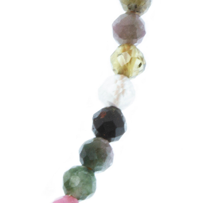 Pulsera hilos de turmalina - Pulsera multicolor con cuentas de cristal de turmalina de México