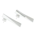 Silver drop earrings, 'Alpha' - Helix Inspired 950 Silver Studded Earrings from Taxco