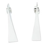 Silver drop earrings, 'Alpha' - Helix Inspired 950 Silver Studded Earrings from Taxco