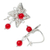 Sterling silver button earrings, 'Filigree Florets' - Filigree Flower Button Earrings with Red Crystal Beads (image 2b) thumbail