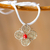 Sterling silver pendant necklace, 'Filigree Clover' - Sterling Silver Filigree Pendant with Red Crystal Bead thumbail