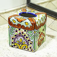 Ceramic tissue box cover, Hidalgo Bouquet