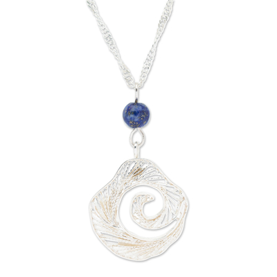 Lapis Lazuli Filigree Pendant Necklace in Conch Design