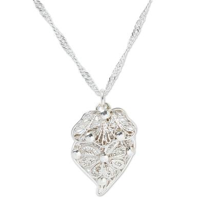 Double-Heart Sterling Silver Filigree Pendant Necklace