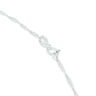 Sterling silver pendant necklace, 'Woven Heart' - Double-Heart Sterling Silver Filigree Pendant Necklace