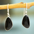 Obsidian dangle earrings, 'Volcanic Triangles' - Obsidian and 950 Silver Dangle Earrings with Hooks