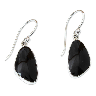 Obsidian-Ohrhänger - Ohrhänger aus Obsidian und 950er Silber mit Haken