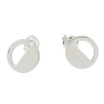 Silver button earrings, 'Penumbra' - 950 Silver Eclipse-Inspired Button Earrings from Mexico
