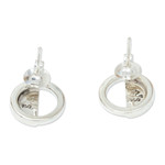 Silver button earrings, 'Penumbra' - 950 Silver Eclipse-Inspired Button Earrings from Mexico