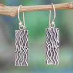 Silver dangle earrings, 'Interweaving' - 950 Silver Rectangular Dangle Earrings from Taxco Mexico