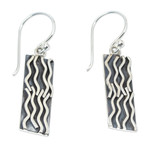 Silver dangle earrings, 'Interweaving' - 950 Silver Rectangular Dangle Earrings from Taxco Mexico