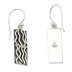 Silver dangle earrings, 'Interweaving' - 950 Silver Rectangular Dangle Earrings from Taxco Mexico
