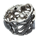 Silver band ring, 'Seagulls in Flight' - Taxco 950 Silver Band Ring with Seagulls in Flight