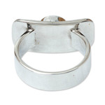 Cultured pearl cocktail ring, 'Lunar Light' - Cultured Pearl Cocktail Ring in 950 Silver from Taxco