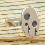 Silver cocktail ring, 'Lollipop Flowers' - 950 Silver Cocktail Ring with Abstract Flowers from Taxco