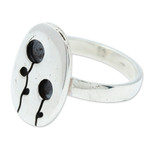 Silver cocktail ring, 'Lollipop Flowers' - 950 Silver Cocktail Ring with Abstract Flowers from Taxco