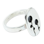 Silver cocktail ring, 'Lollipop Flowers' - 950 Silver Cocktail Ring with Abstract Flowers from Taxco