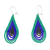 Glass bead dangle earrings, 'Rain Forest Drops' - Green and Blue Drop-Shaped Beaded Earrings from Mexico (image 2b) thumbail