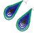 Glass bead dangle earrings, 'Rain Forest Drops' - Green and Blue Drop-Shaped Beaded Earrings from Mexico (image 2c) thumbail