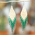 Beaded waterfall earrings, 'Falling Emeralds' - Beige and Green Glass Beaded Waterfall Earrings (image 2) thumbail