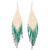 Beaded waterfall earrings, 'Falling Emeralds' - Beige and Green Glass Beaded Waterfall Earrings